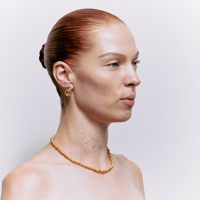 Gorgoneion Akritis Earrings - 18K Gold Plated