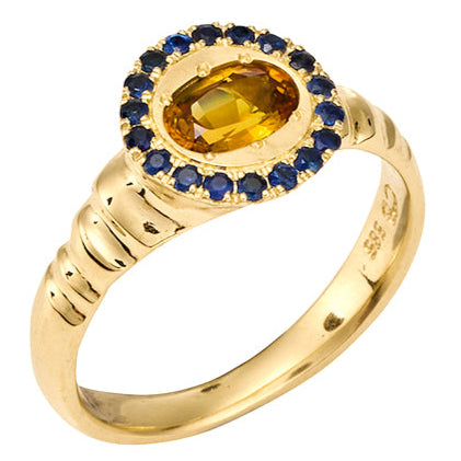 Petite Theseus Ring with Orange Sapphire - Solid Gold