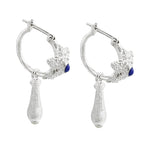 Rosette Earrings in Lapis and Pearl - Sterling Silver
