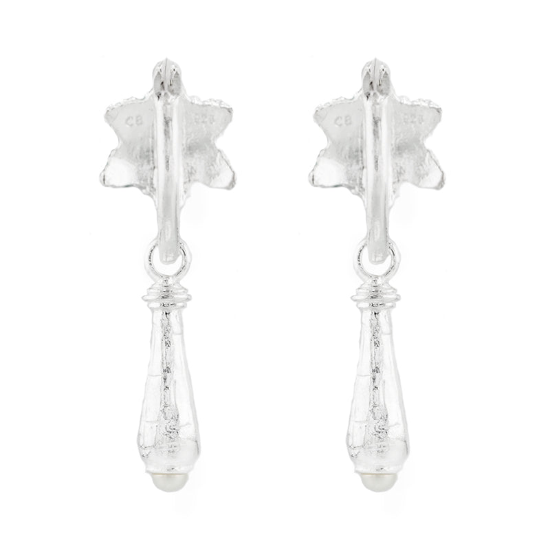 Rosette Earrings in Lapis and Pearl - Sterling Silver