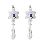 Rosette Earrings in Lapis and Pearl - Sterling Silver