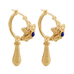 Rosette Earrings in Lapis and Pearl - 18K Gold Plated
