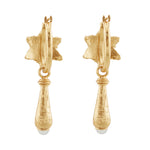 Rosette Earrings in Lapis and Pearl - 18K Gold Plated