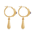 Rosette Earrings in Lapis and Pearl - 18K Gold Plated