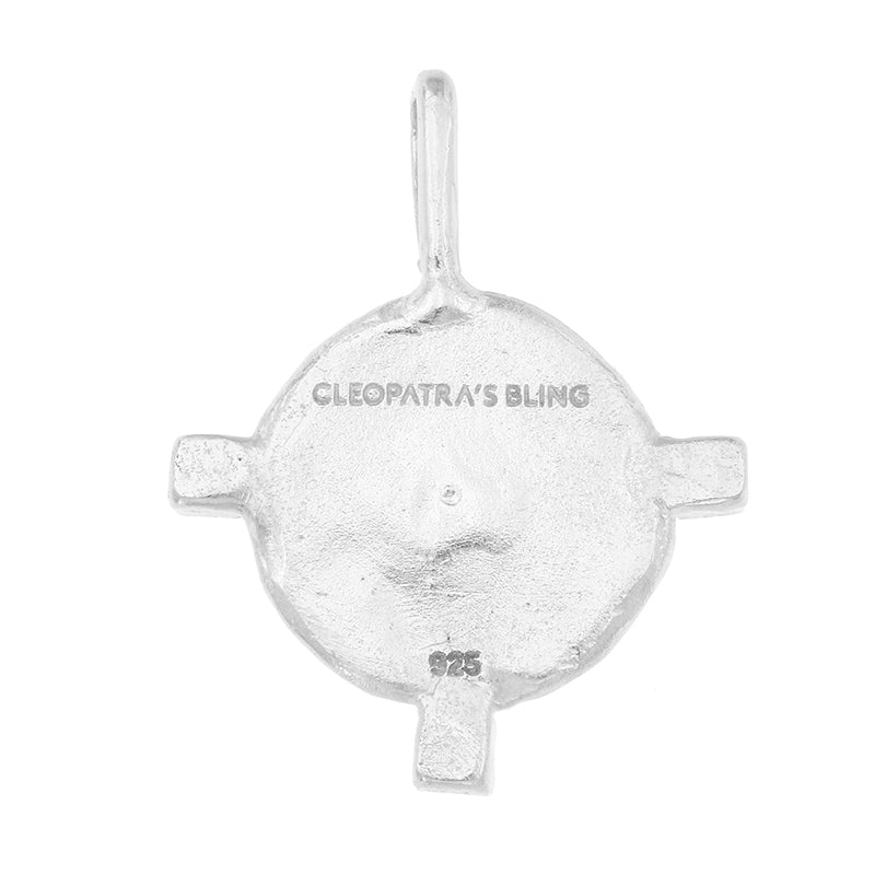 Byzantine Mandorle Medallion with Three Emeralds - Sterling Silver