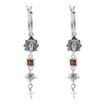 Jeanne Earrings with Garnet - Sterling Silver