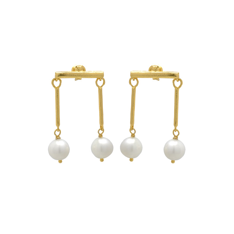 Caliburn Earrings with Pearl - 18K Gold Plated