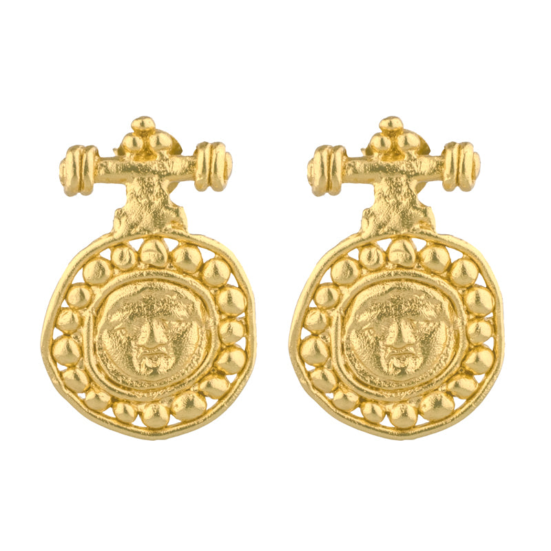 Gorgoneion Akritis Earrings - 18K Gold Plated