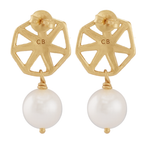 Carro Earrings with Garnet and Pearl - 18K Gold Plated