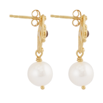 Carro Earrings with Garnet and Pearl - 18K Gold Plated