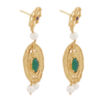 Carro Maxima Earrings with Garnet, Jade and Pearl - 18K Gold Plated