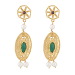 Carro Maxima Earrings with Garnet, Jade and Pearl - 18K Gold Plated