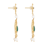 Carro Maxima Earrings with Garnet, Jade and Pearl - 18K Gold Plated
