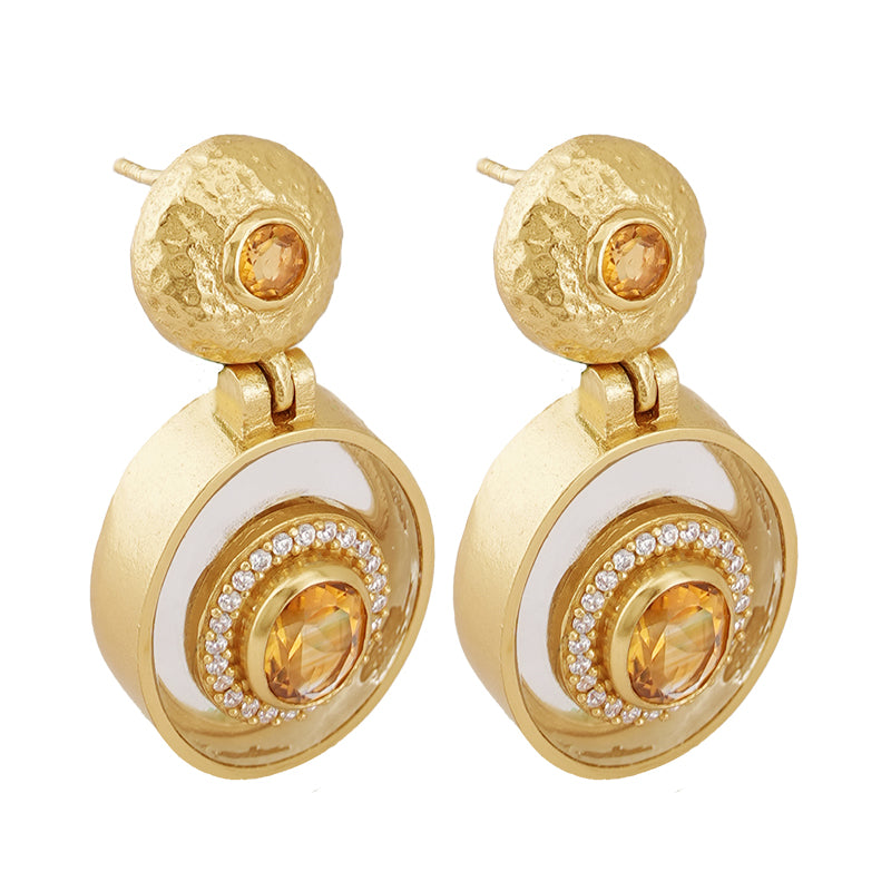 Utu Drop Earrings in Citrine - 18K Gold Plated