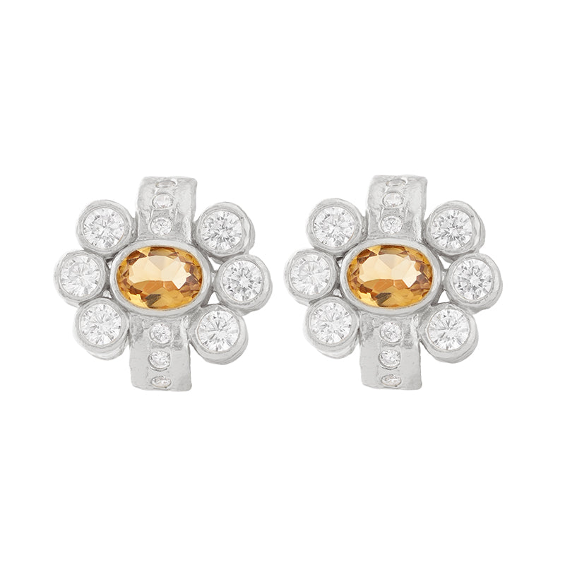 Ki Stud Earrings in Citrine - Sterling Silver