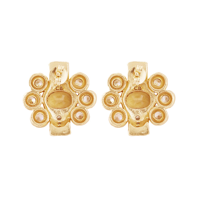 Ki Stud Earrings in Citrine - 18K Gold Plated