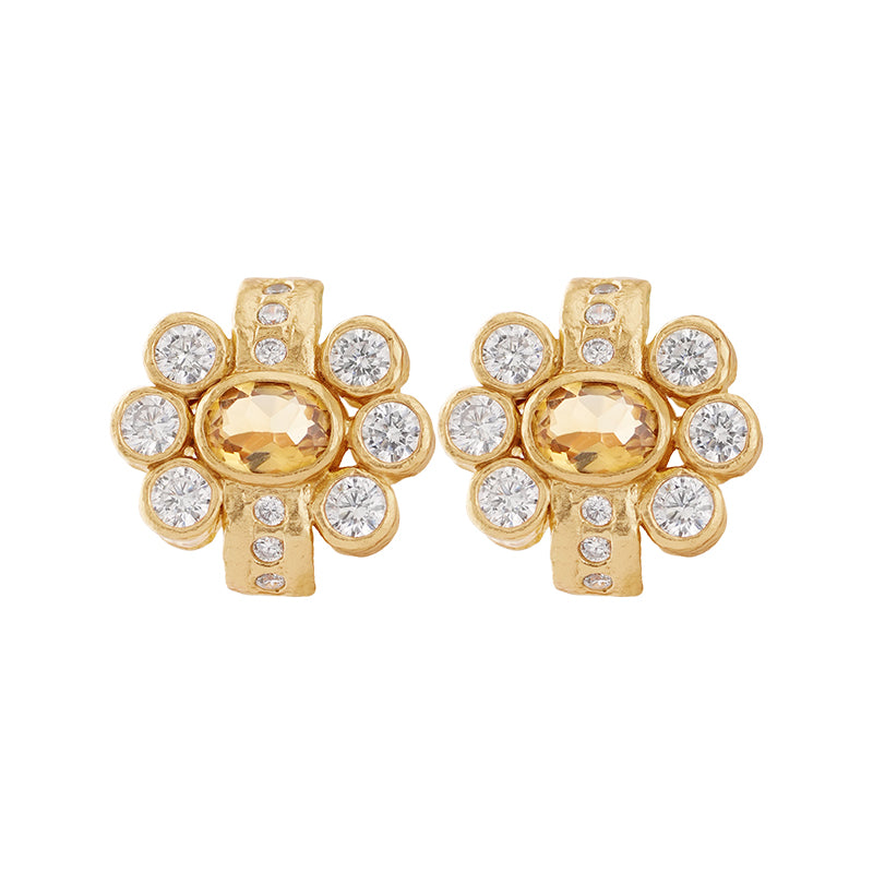 Ki Stud Earrings in Citrine - 18K Gold Plated