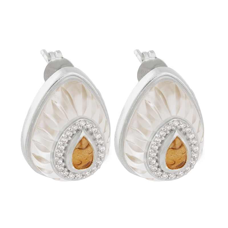 Utu Stud Earrings in Citrine - Sterling Silver