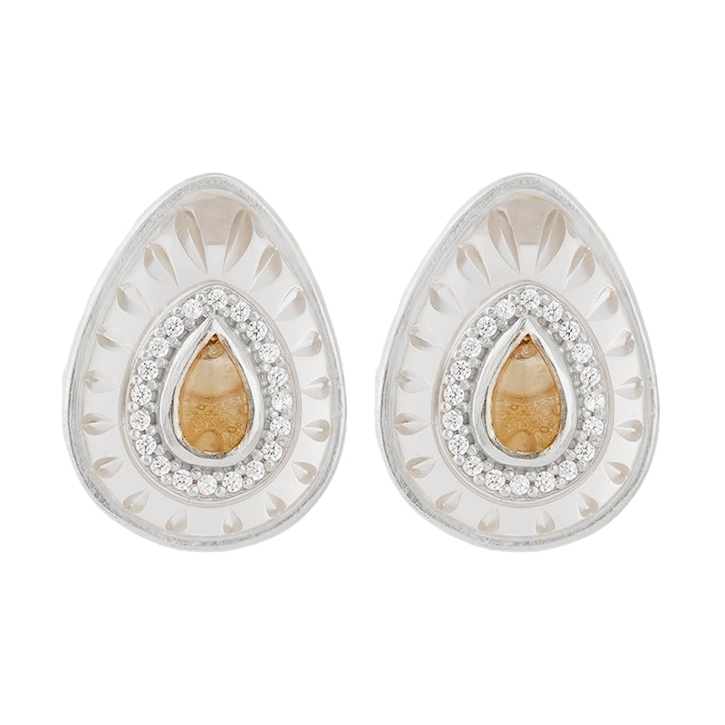 Utu Stud Earrings in Citrine - Sterling Silver