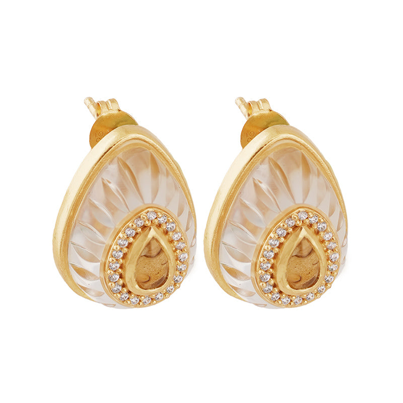 Utu Stud Earrings in Citrine - 18K Gold Plated