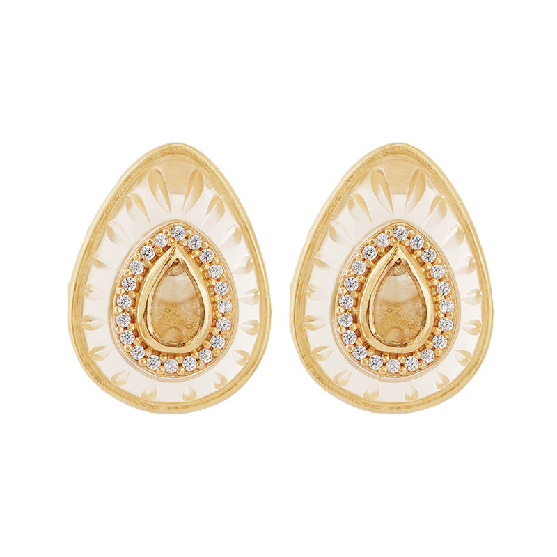 Utu Stud Earrings in Citrine - 18K Gold Plated