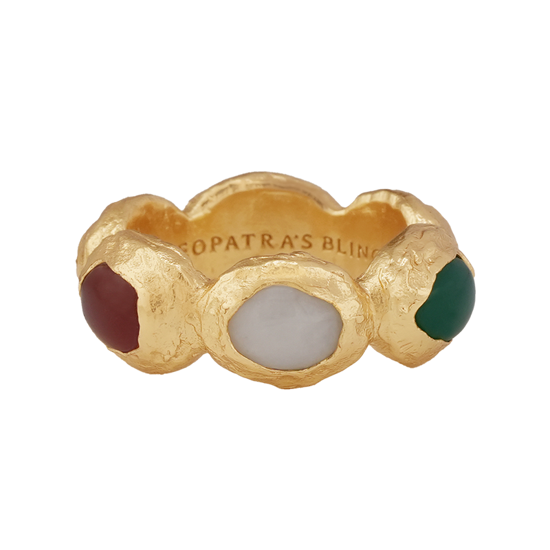 Tempus Ring with Agate - 18K Gold Plated