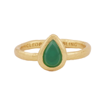 Scyphus Ring with Green Agate - 18K Gold Plated