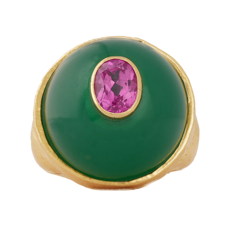 Kiskanu Ring with Ruby - 18K Gold Plated