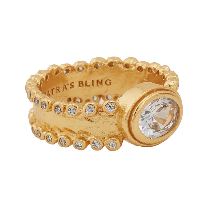 Sikil Ring in Zircon - 18K Gold Plated