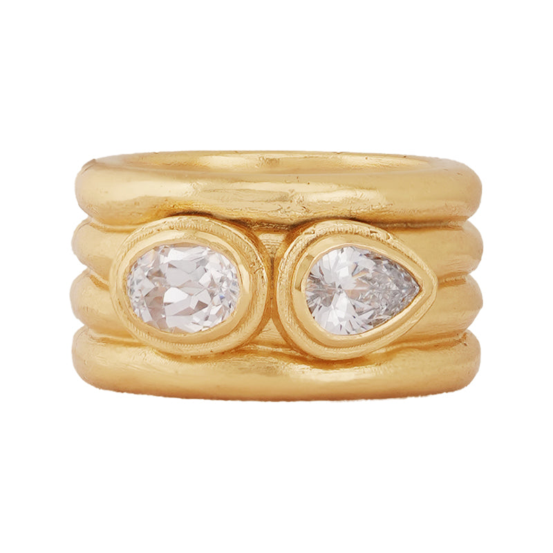 Ekur Ring with Zircon - 18K Gold Plated