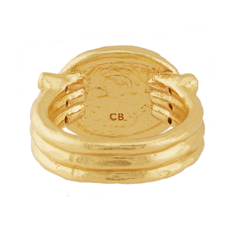 Syntagma Ring in Resin and Zircon - 18K Gold Plated