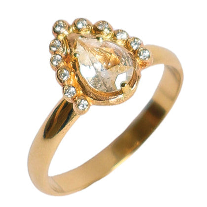 Hathor Ring with Sapphire and Diamond - Solid Gold