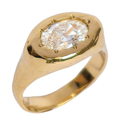 Egeria Ring with White Diamond - Solid Gold