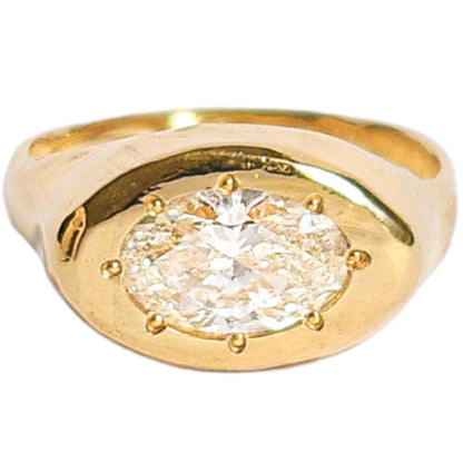 Egeria Ring with White Diamond - Solid Gold