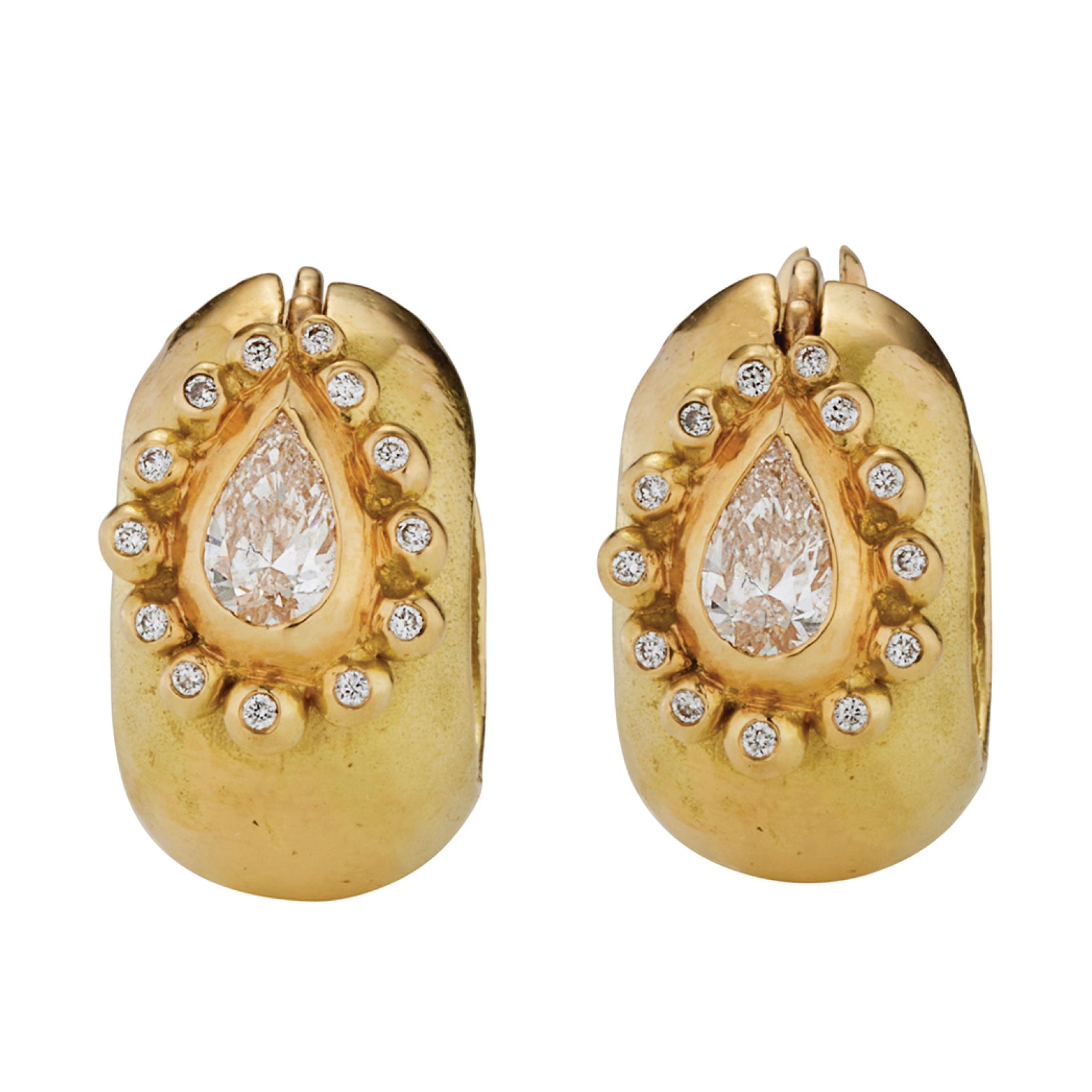 Daphne Hoop Earrings with Diamond - Solid Gold