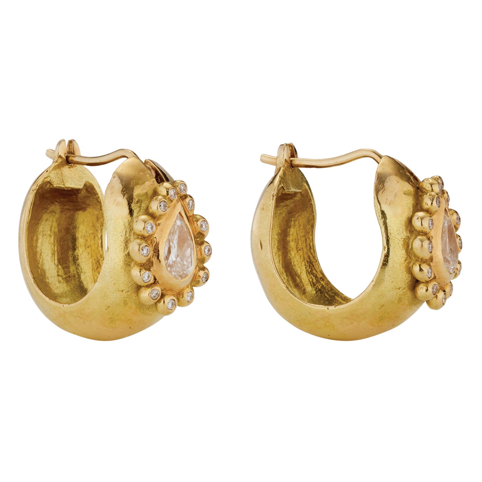 Daphne Hoop Earrings with Diamond - Solid Gold