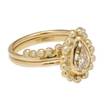 Daphne Ring Stack with Champagne Diamond - Solid Gold
