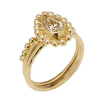 Daphne Ring Stack with Champagne Diamond - Solid Gold
