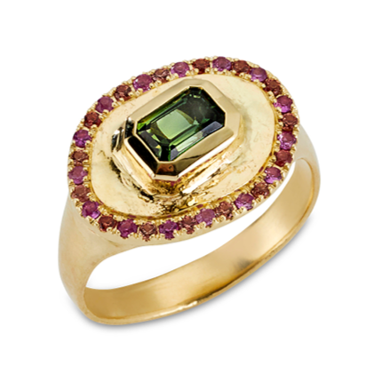 Theseus Ring with Green Sapphire - Solid Gold