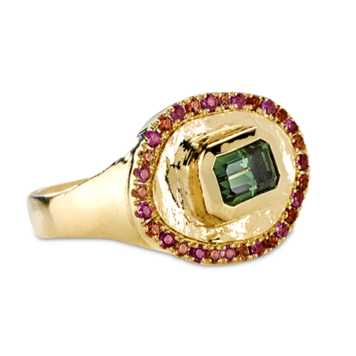 Theseus Ring with Green Sapphire - Solid Gold