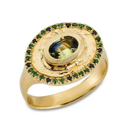 Theseus Ring with Parti Sapphire - Solid Gold