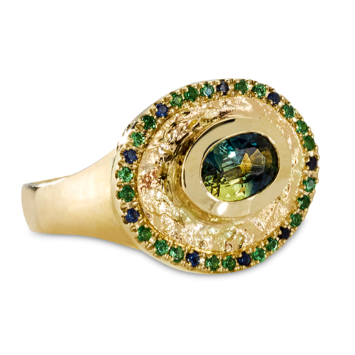 Theseus Ring with Parti Sapphire - Solid Gold