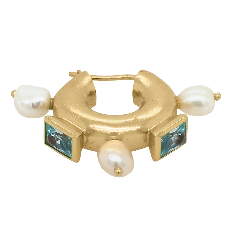 Theodora Earrings in Aquamarine Zircon - 18K Gold Plated