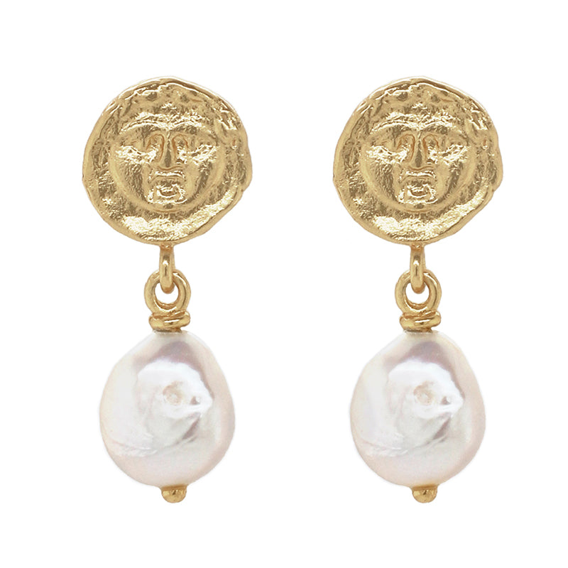 Pandaia Earrings with Pearl - 18K Gold Plated