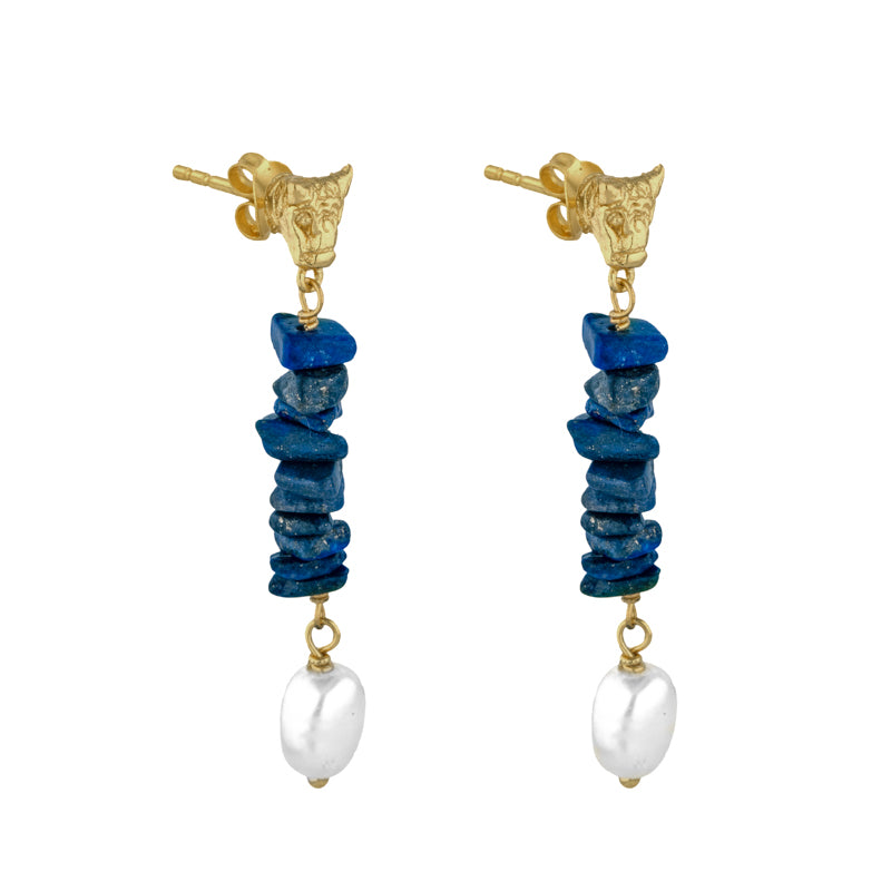 Dietrich Earrings in Lapis Lazuli - 18K Gold Plated