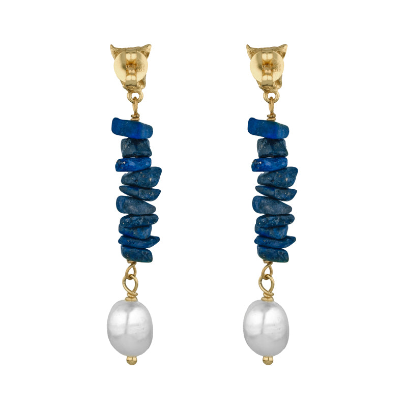 Dietrich Earrings in Lapis Lazuli - 18K Gold Plated