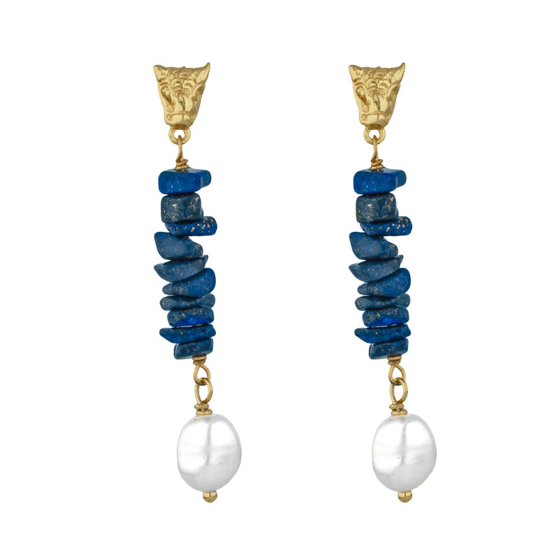 Dietrich Earrings in Lapis Lazuli - 18K Gold Plated