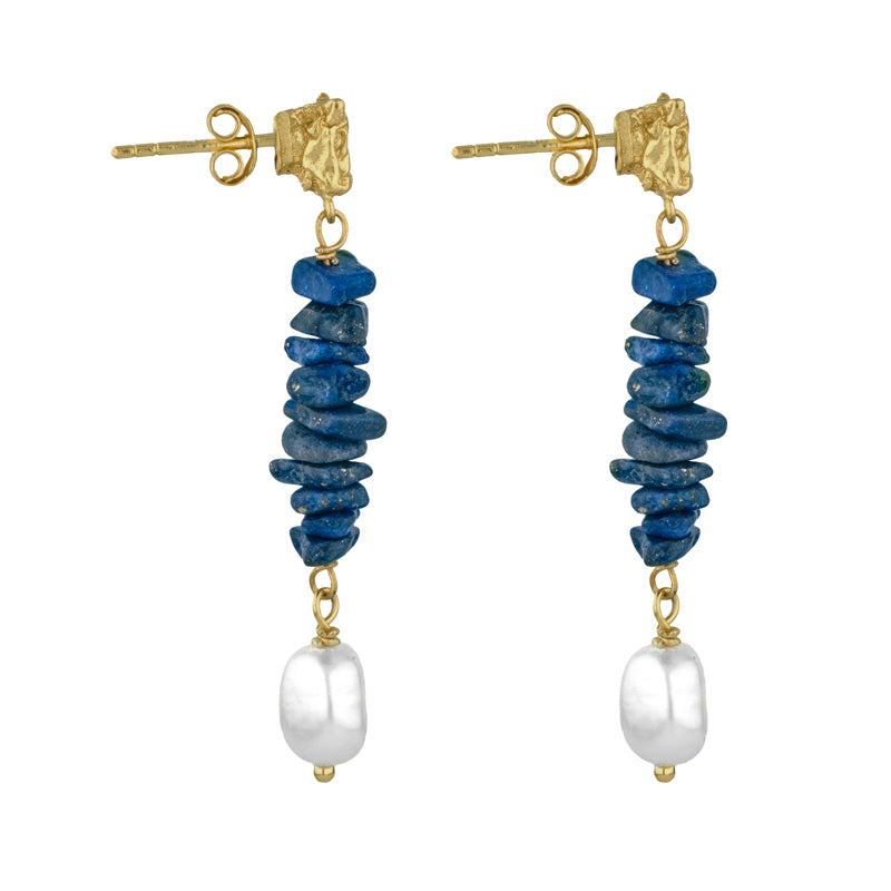 Dietrich Earrings in Lapis Lazuli - 18K Gold Plated