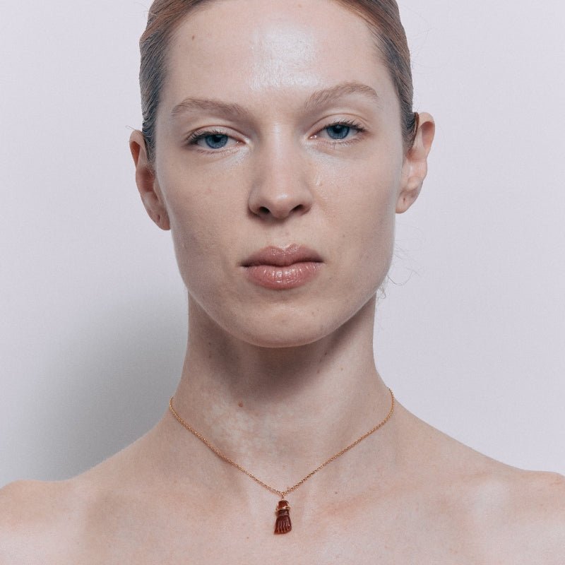Sama Pendant in Red Carnelian - 18K Gold Plated