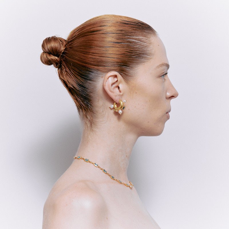 Theodora Earrings in Aquamarine Zircon - 18K Gold Plated